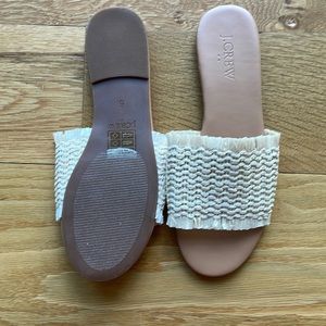 New J Crew Rattan slides